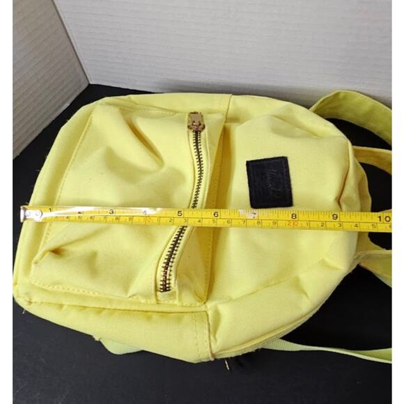 Herschel Backpack Brite Yellow Gold zippers Crosshatch Mini adjust straps   Read - Picture 8 of 10
